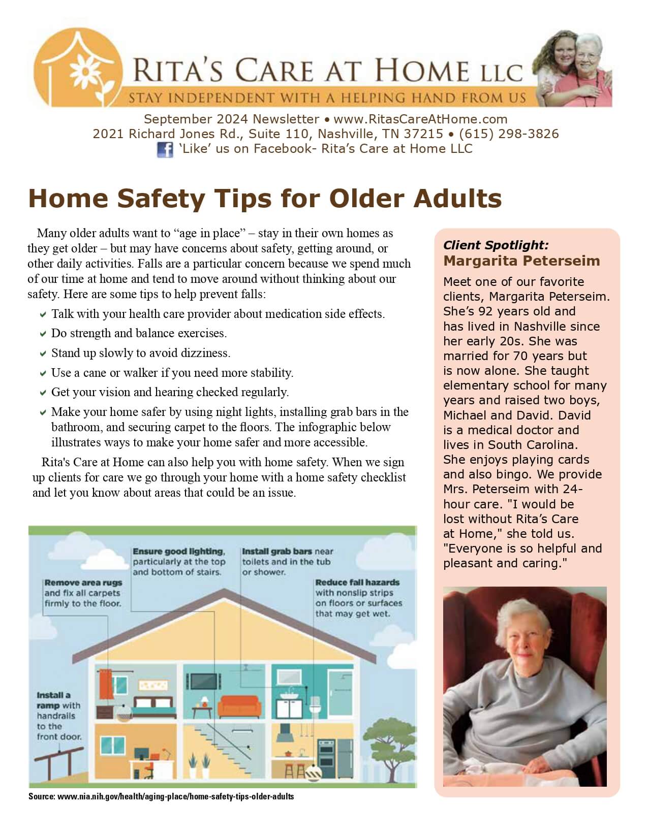 September 2024 Rita's Care at Home LLC newsletter